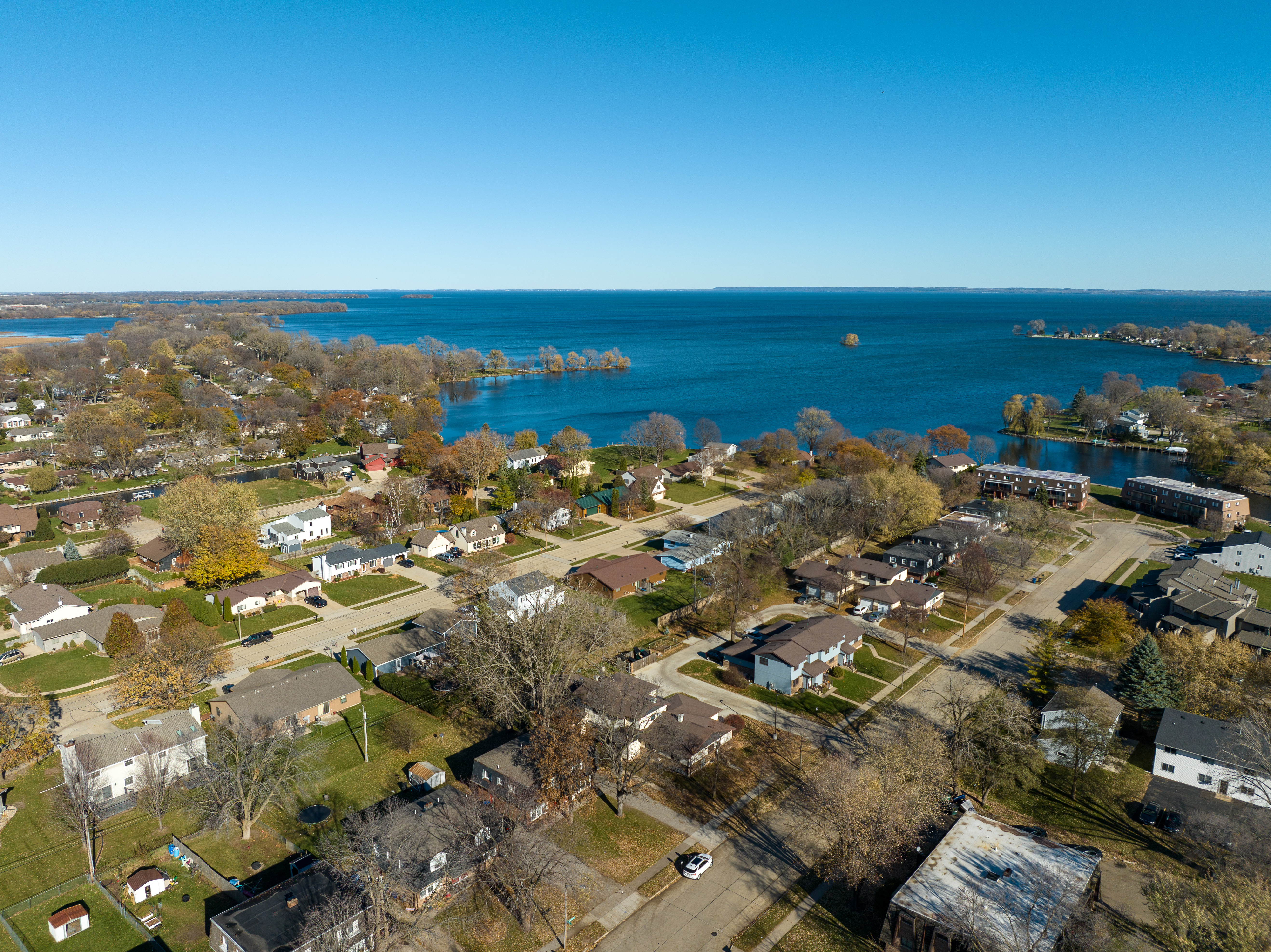 Aerial view of Captain's Cove towards Lake Winnebago